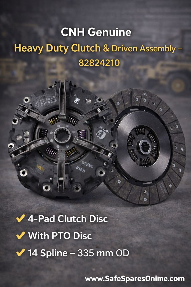 CNH Genuine 82824210 Heavy Duty Clutch & Driven Assembly â€“ 70 HP â€“ 4-Pad Clutch Disc with PTO Disc (335 mm OD, 14 Spline)